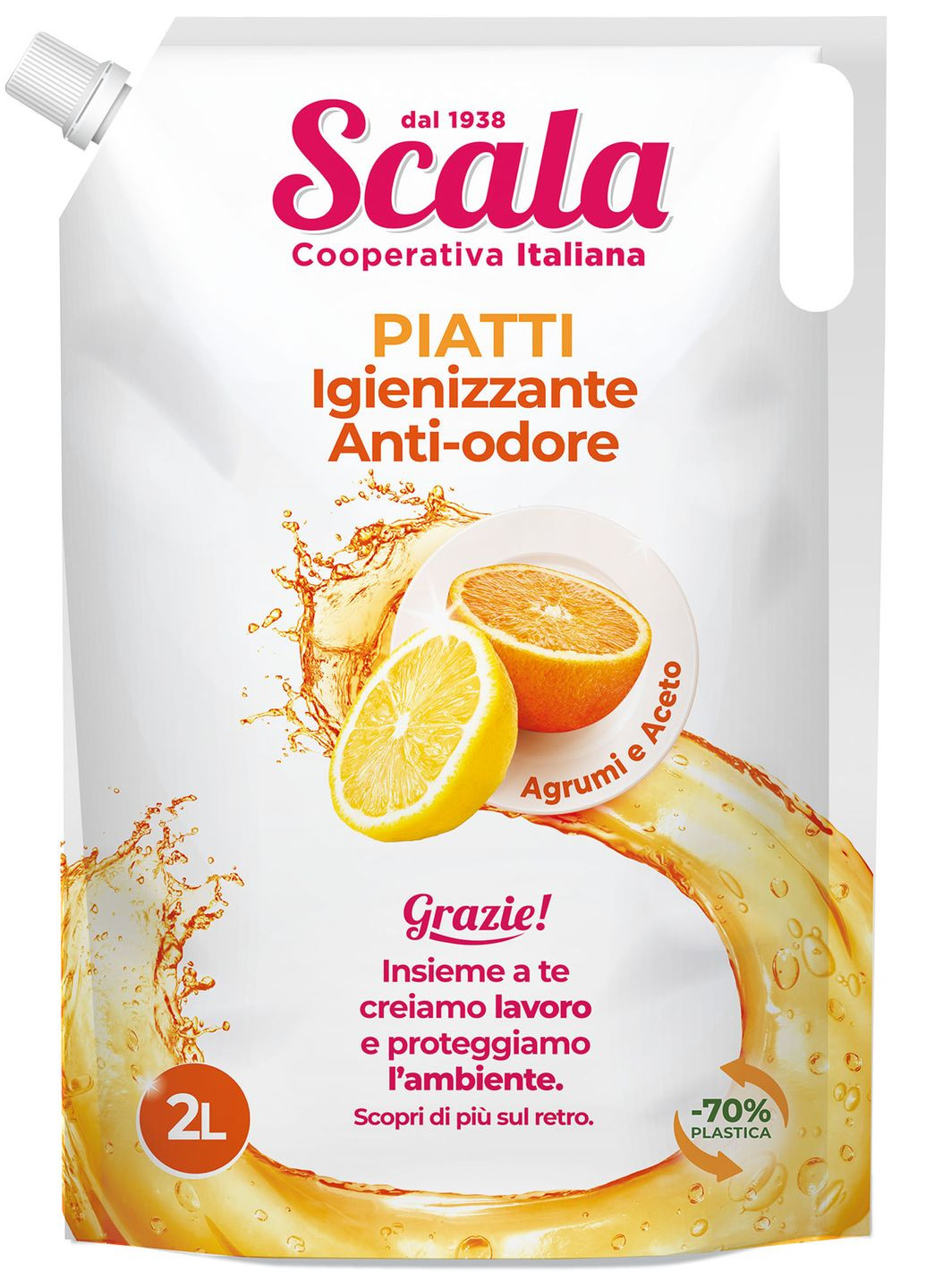 Средство для мытья посуды с цитрусовым ароматом Piatti Agrumi Busta 2000 мл Scala (268125030)