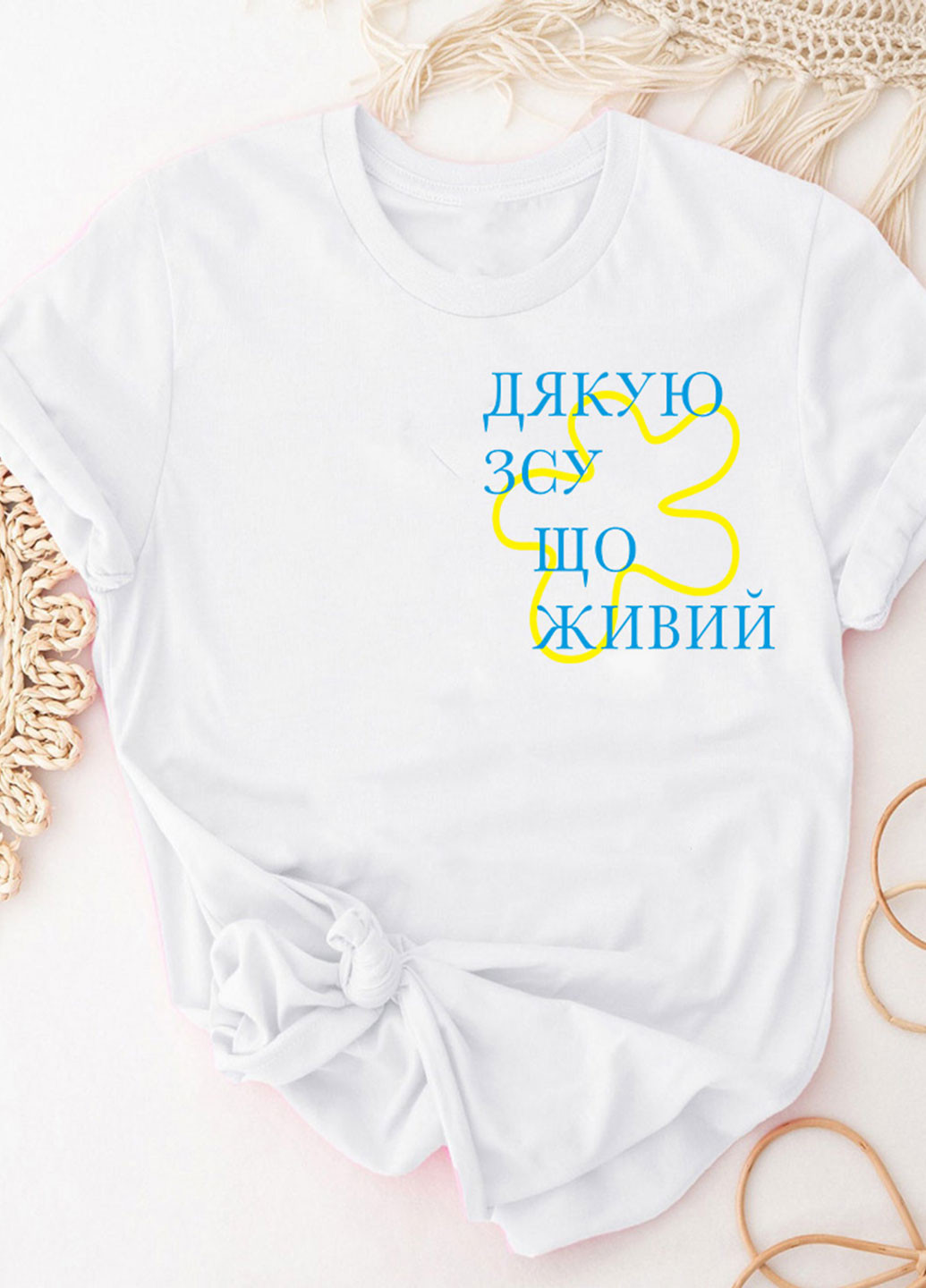 Біла демісезон футболка жіноча біла grateful ukrainians Katarina Ivanenko