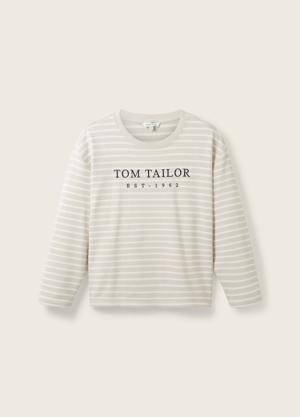 Свитшот Tom Tailor - крой полоска серый кэжуал - (267722898)