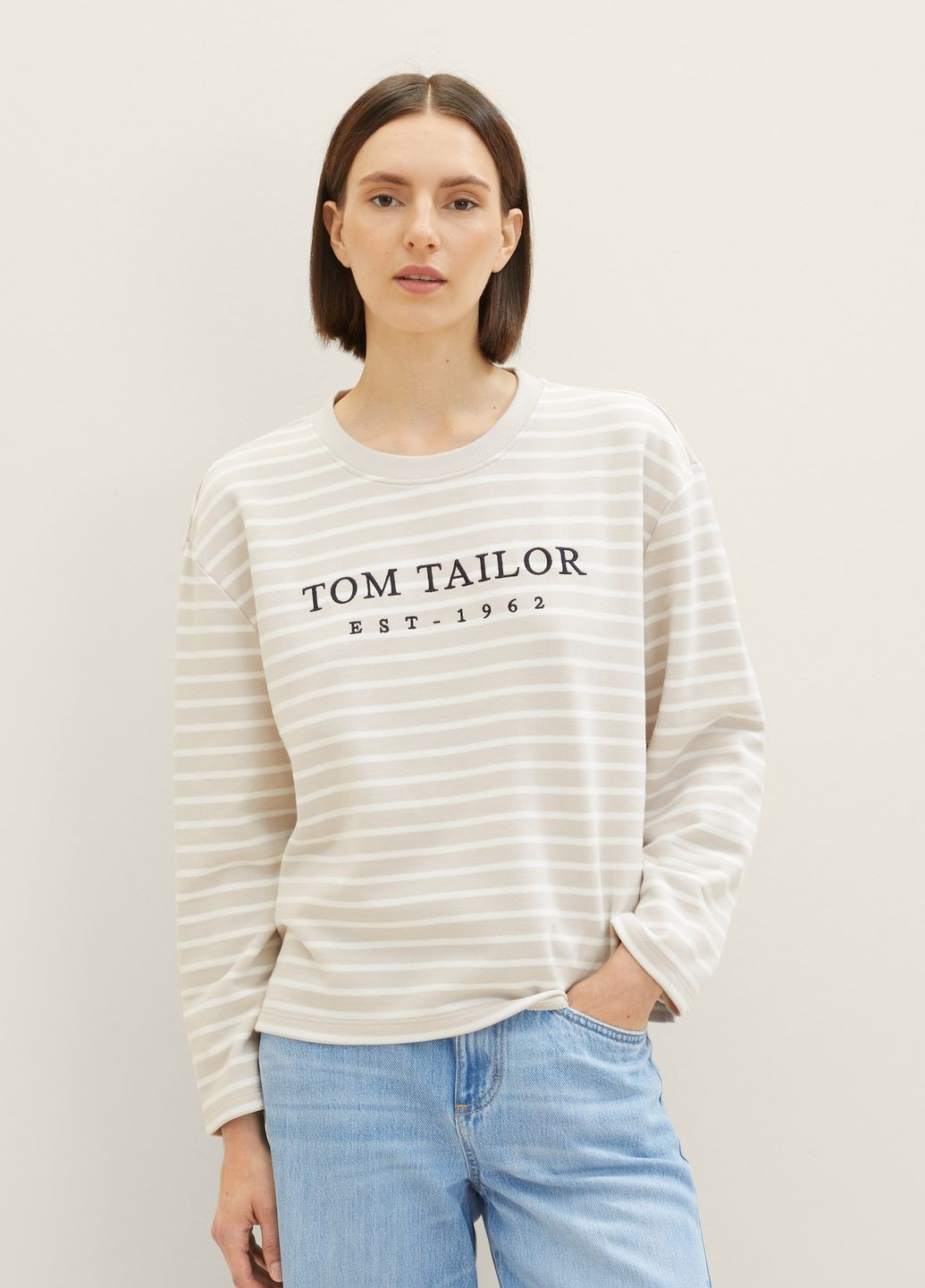 Світшот Tom Tailor - крій смужка сірий кежуал - (267722898)