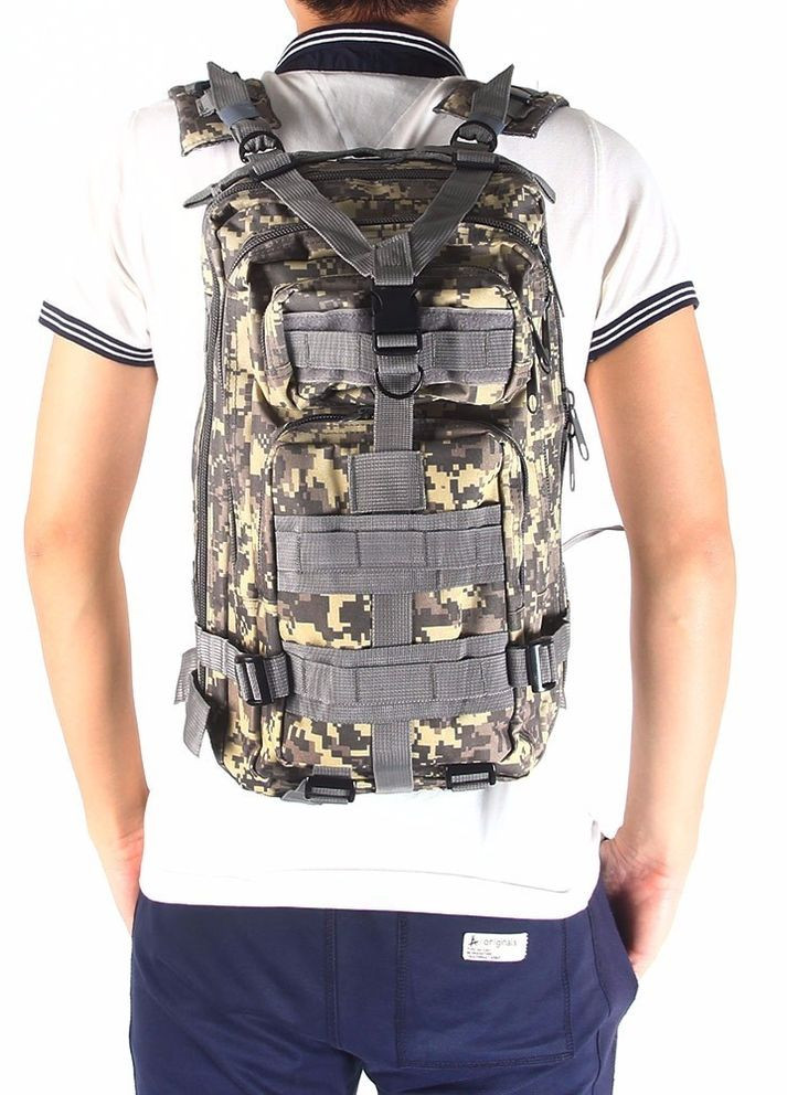 Тактический штурмовой военный рюкзак Armour Tactical М25 Oxford 600D (с системой MOLLE) 20-25 литров Серый Пиксель No Brand m25 (267729143)