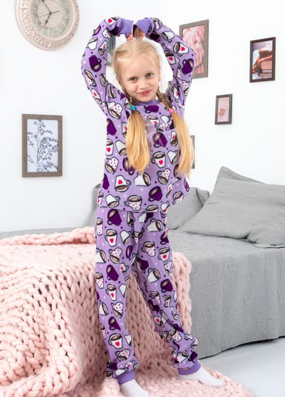 Фіолетова зимня піжама для дівчинки лонгслив + брюки Носи своє