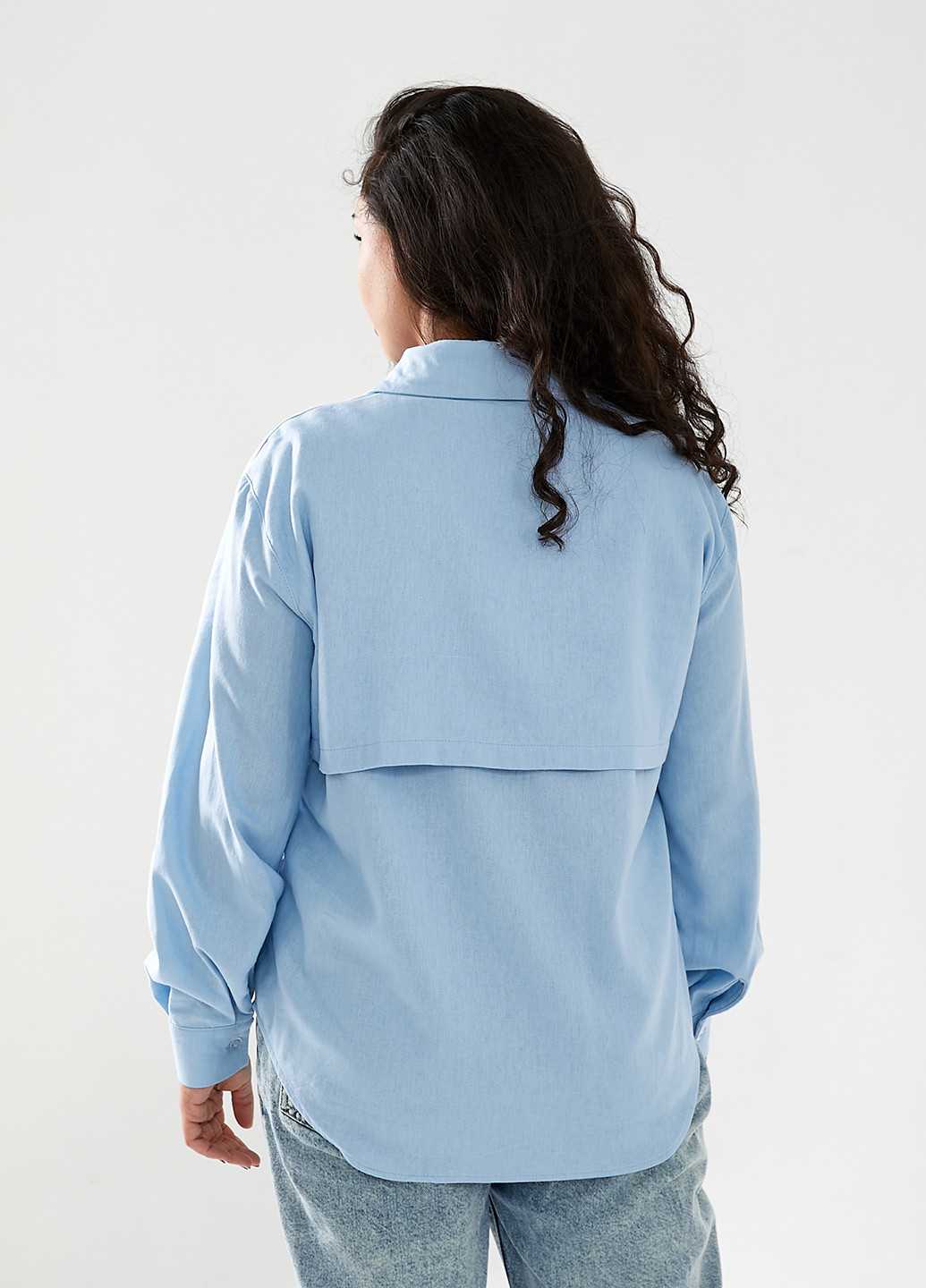 Голубой кэжуал рубашка однотонная K5 fashion с длинным рукавом