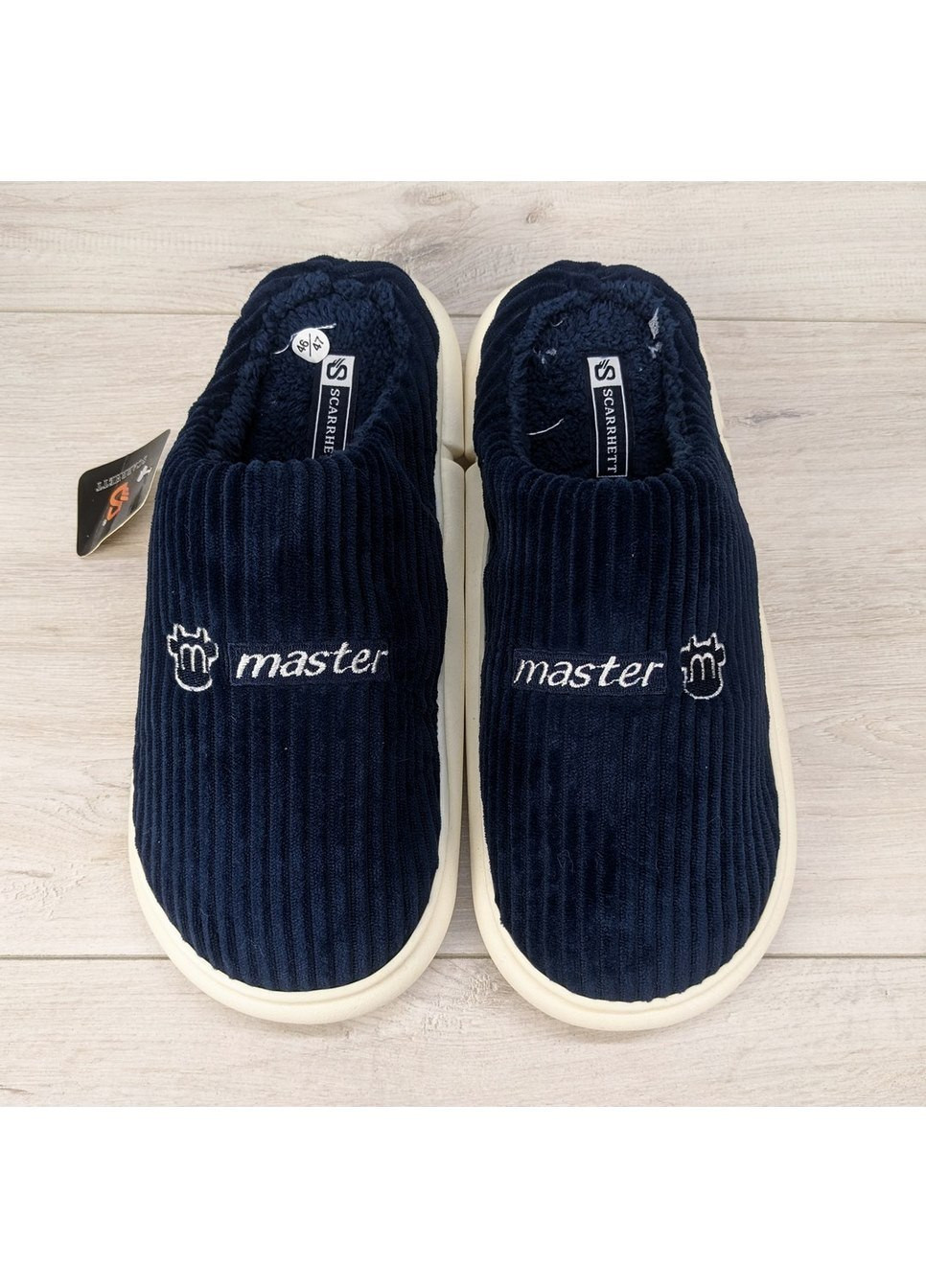 Темно-синие тапочки мужские домашние теплые Lion