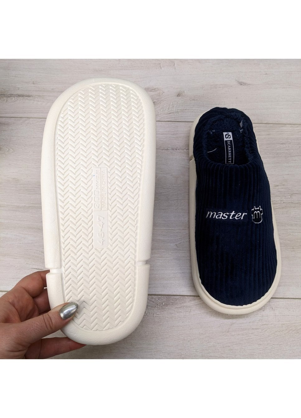 Темно-синие тапочки мужские домашние теплые Lion