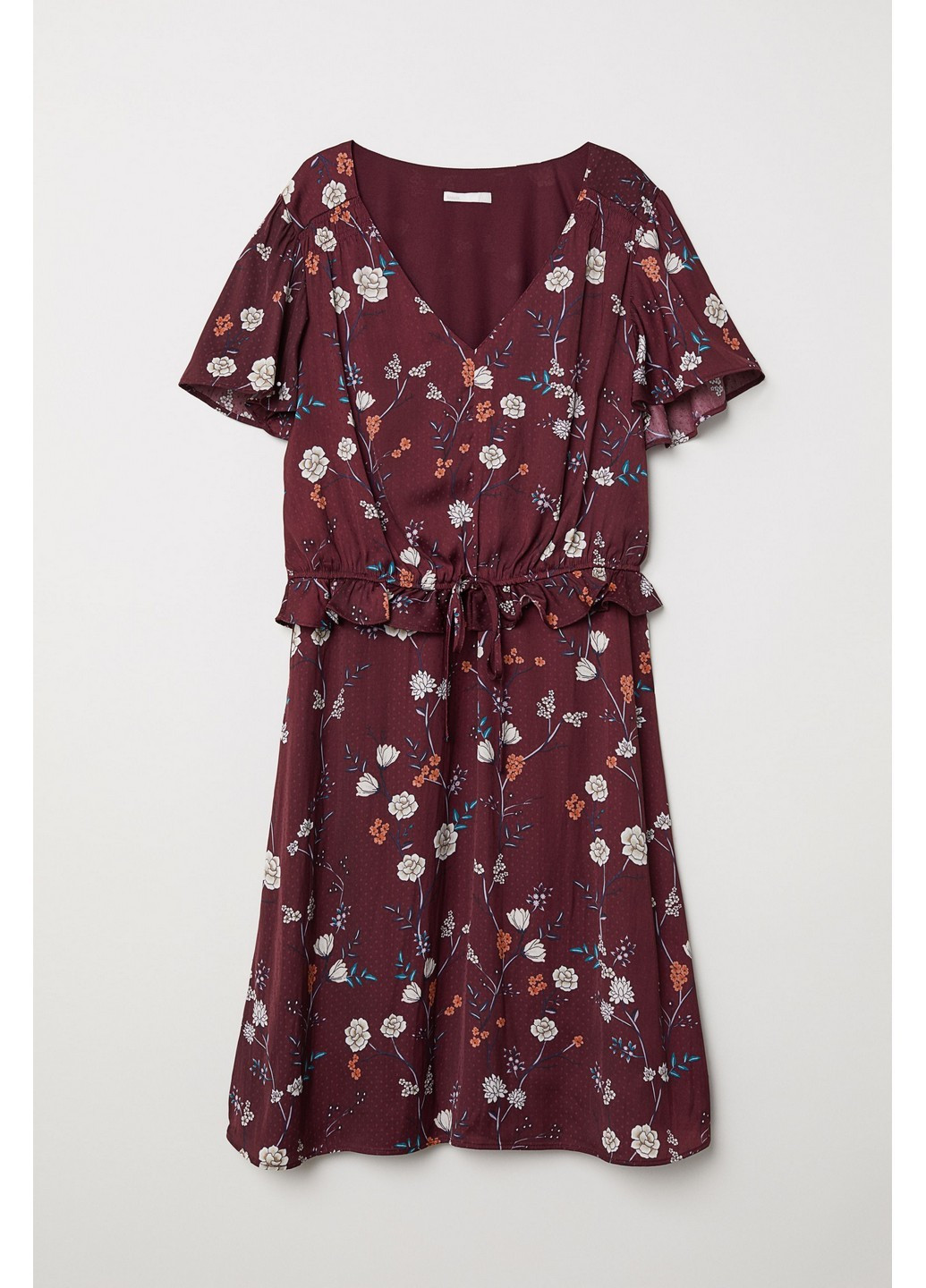 Бордовое вечернее платье H&M с цветочным принтом