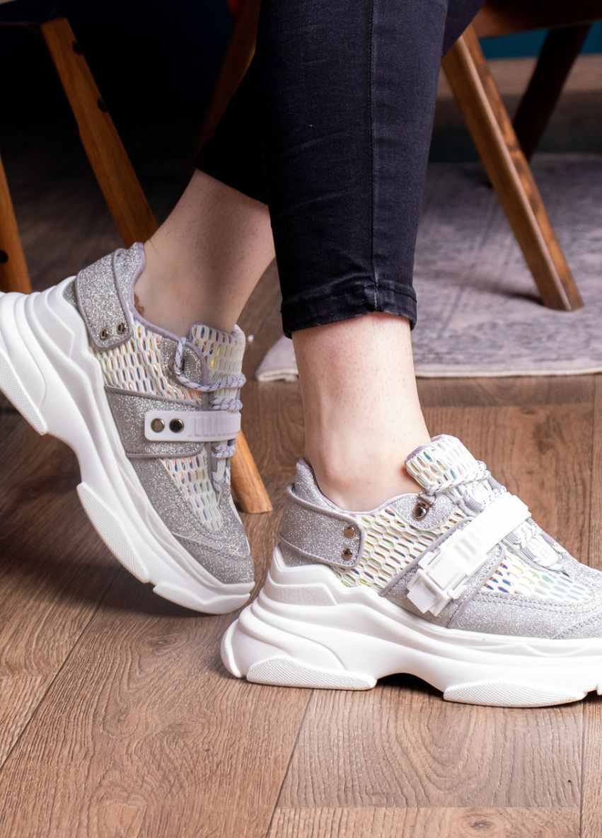 Срібні осінні жіночі кросівки dorky 1707 36 розмір 23 см срібні Fashion