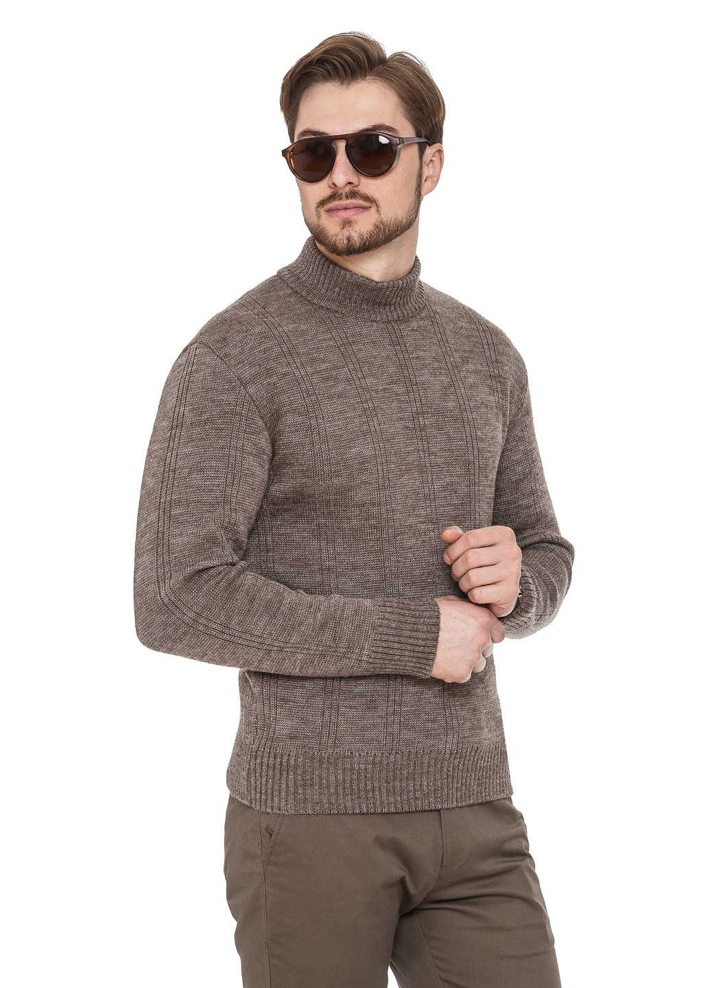 Кофейный свитер с воротником стойка «авиатор» SVTR