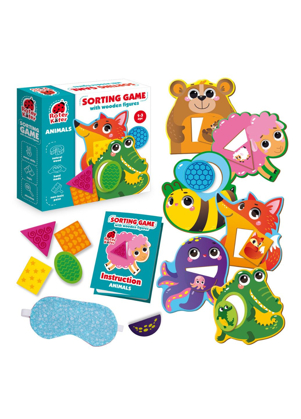 Гра-сортер з дерев'яними фігурами Звірята RW4204 Roter Kafer (267966260)