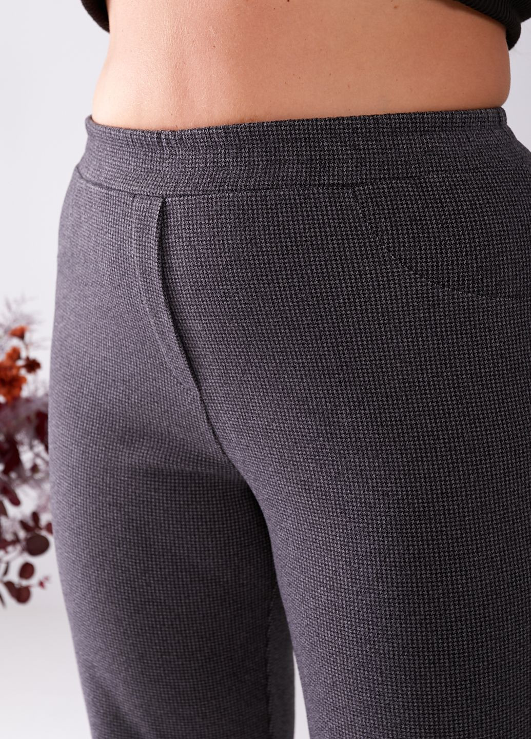 Темно-серые кэжуал зимние прямые брюки MeeLan