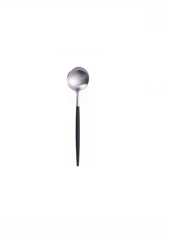 Ложка чайная серебряного цвета с черной ручкой из нержавейки. Приборы для ресторанов кафе и дома REMY-DECOR porto (267897106)
