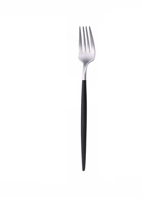 Вилка столова срібного кольору з чорною ручкою з нержавійки. Прилади для ресторанів кафе та будинку REMY-DECOR (267897149)