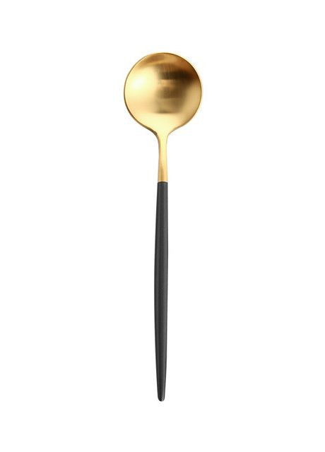 Десертна ложка золотого кольору з чорною ручкою з нержавіючої сталі. Прилади для ресторанів кафе та будинку REMY-DECOR porto (267897131)