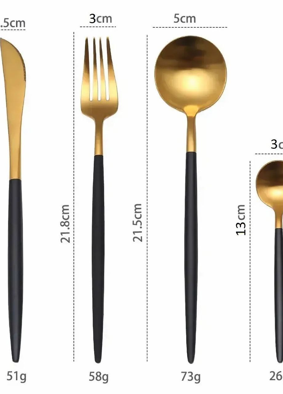 Ложка чайная золотого цвета с черной ручкой из нержавейки. Приборы для ресторанов кафе и дома REMY-DECOR (267897137)