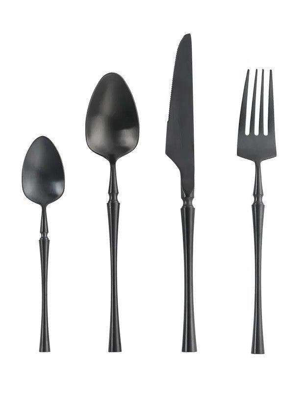 Набір столових приборів чорного кольору з нержавіючої сталі 4 предмети для кафе та будинку REMY-DECOR Innsbruck (267897116)