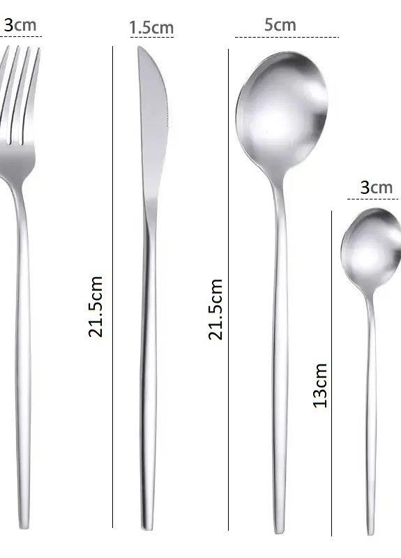 Набір столових приборів срібного кольору з нержавіючої сталі 4 предмети для ресторанів кафе та будинку REMY-DECOR porto (267897148)