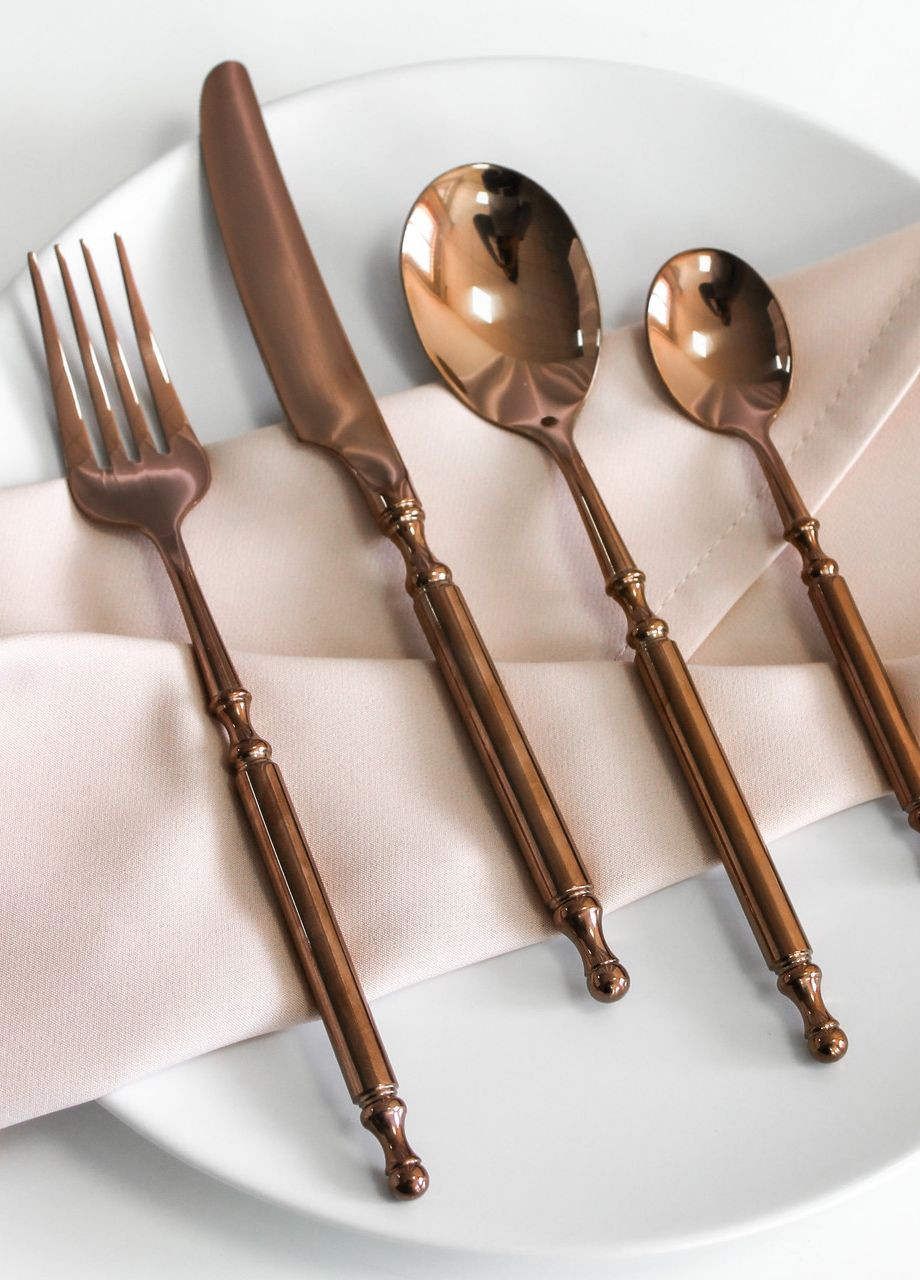 Набір столових приборів кольору рожеве золото з нержавійки 4 предмети для ресторанів будинку REMY-DECOR brooklyn (267897163)