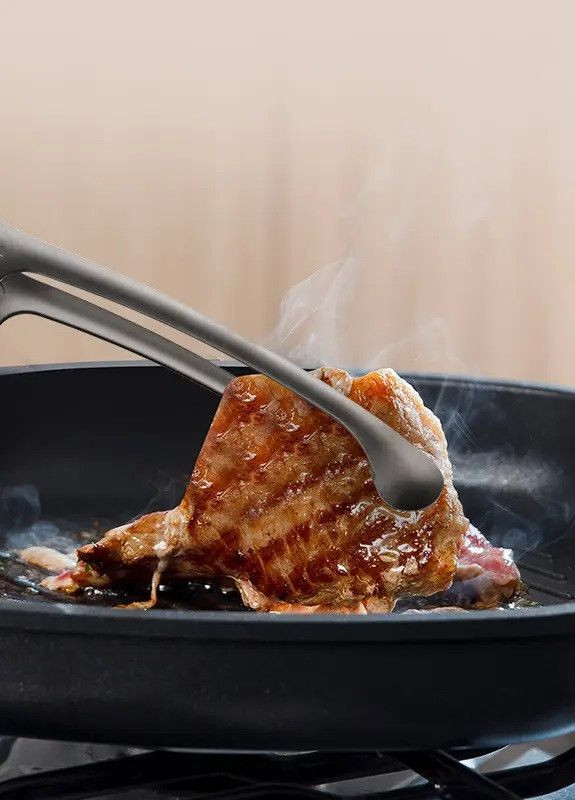 Щипцы кухонные для мяса серебряного цвета металлические гриль щипцы для барбекю и салатов REMY-DECOR (267897104)