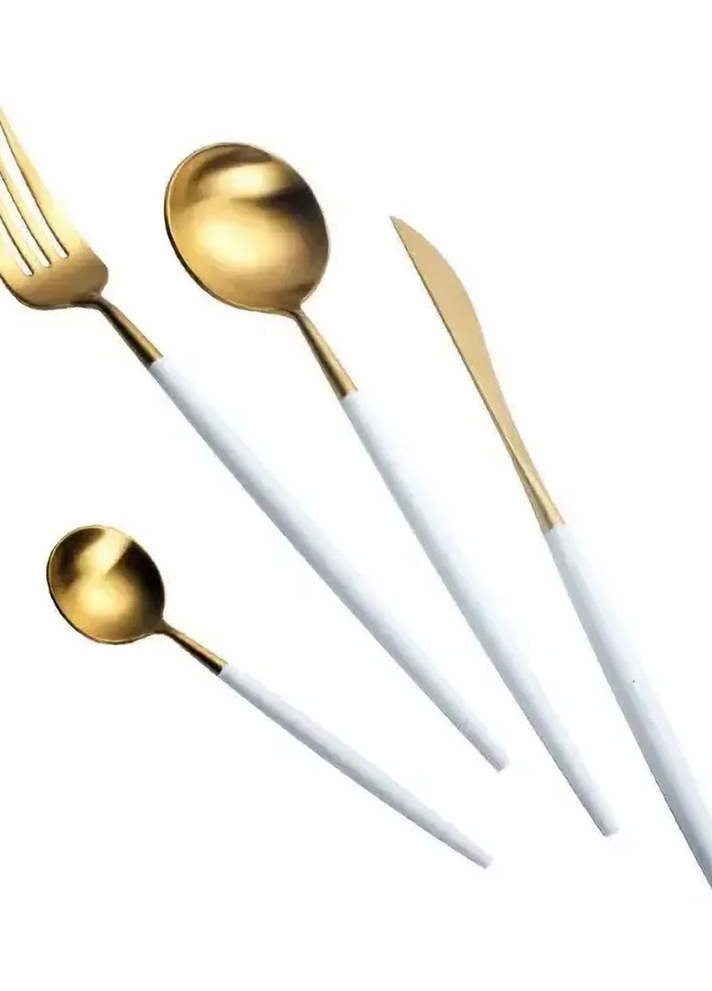 Вилка столова золотого кольору з білою ручкою з нержавійки. Прилади для ресторанів кафе та будинку REMY-DECOR (267897082)