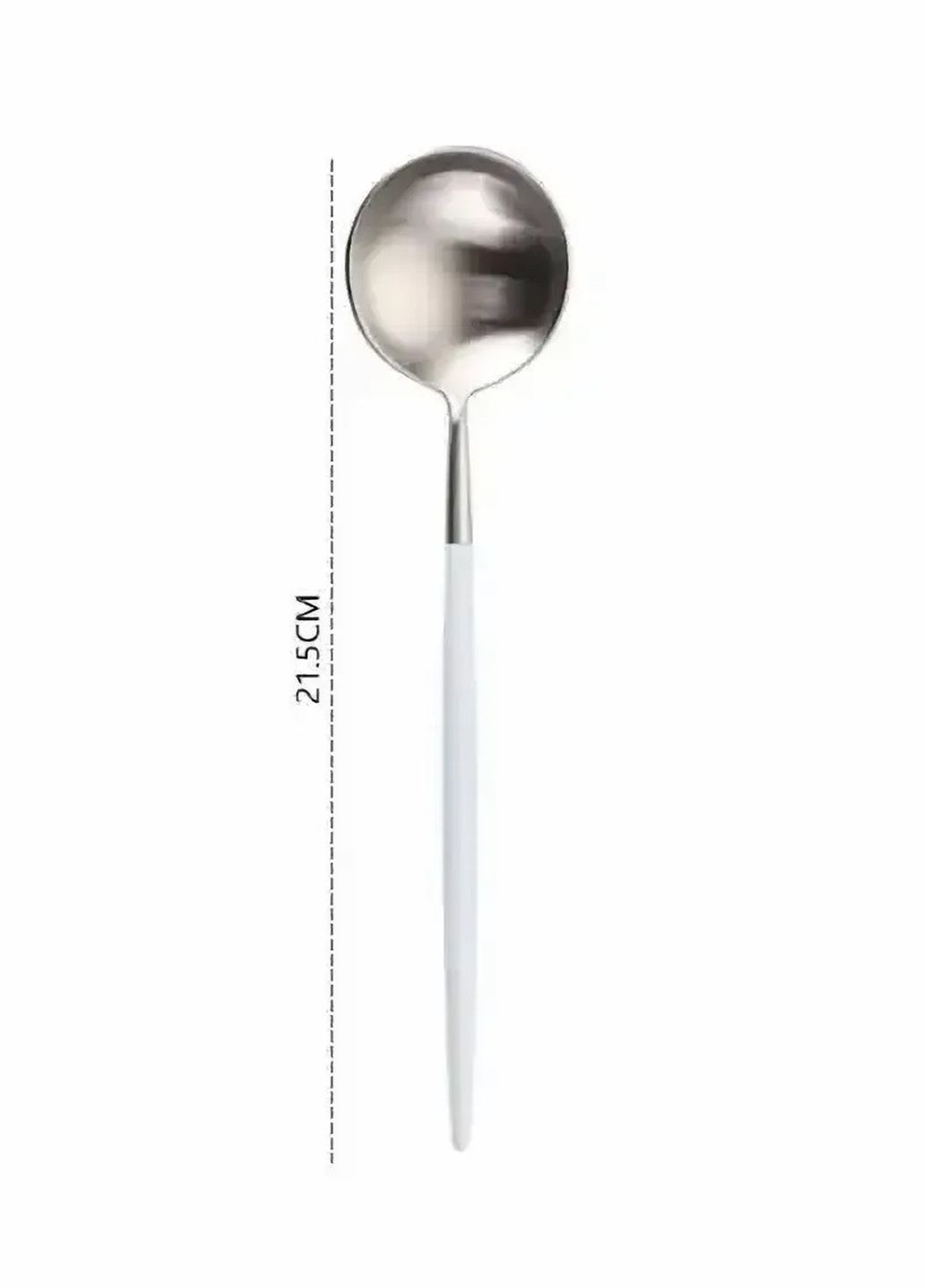 Ложка столовая серебряного цвета с белой ручкой из нержавейки. Приборы для ресторанов и дома REMY-DECOR porto (267897091)