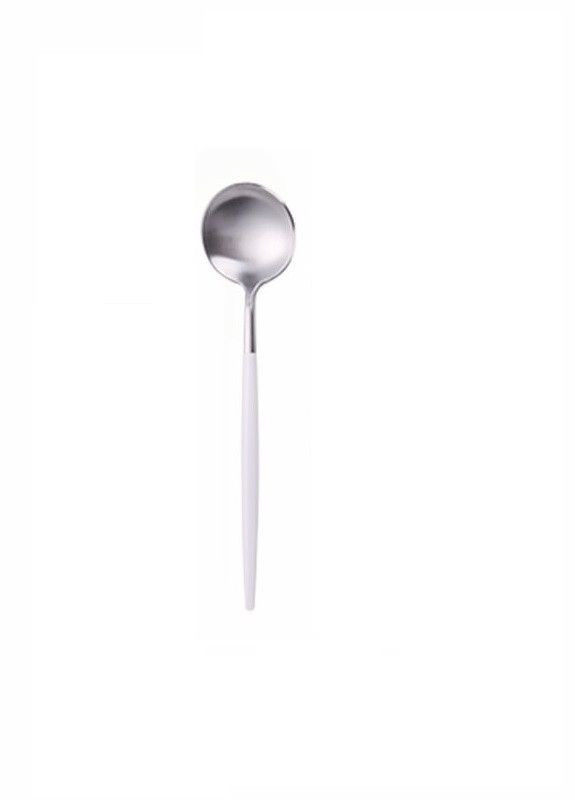 Ложка чайная серебряного цвета с белой ручкой из нержавейки. Приборы для ресторанов и дома REMY-DECOR porto (267897132)