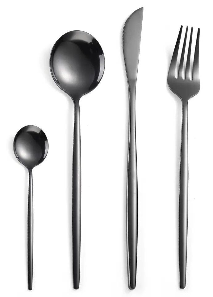 Набір столових приборів чорного кольору з нержавіючої сталі на 4 предмети для кафе та будинку REMY-DECOR Porto-Light (267897155)
