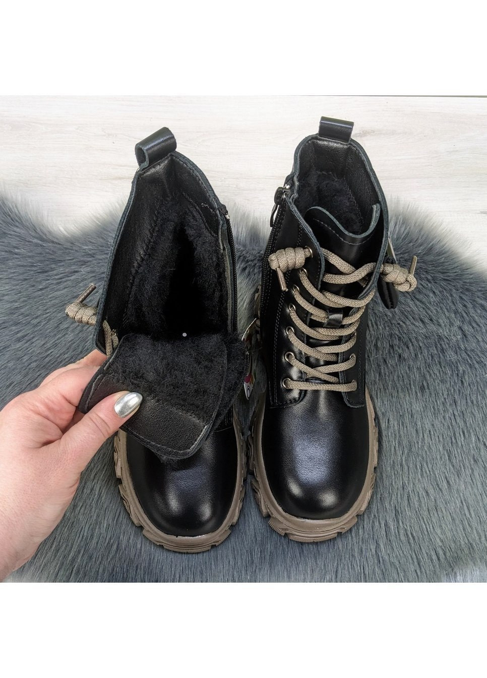 Черные повседневные зимние ботинки подростковые для девочки зимние Jong Golf