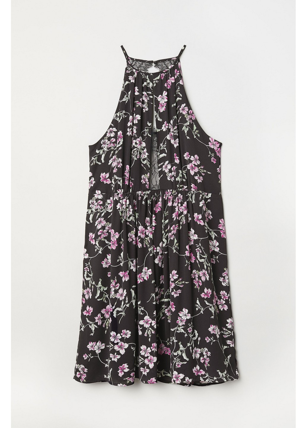 Черное коктейльное платье H&M с цветочным принтом
