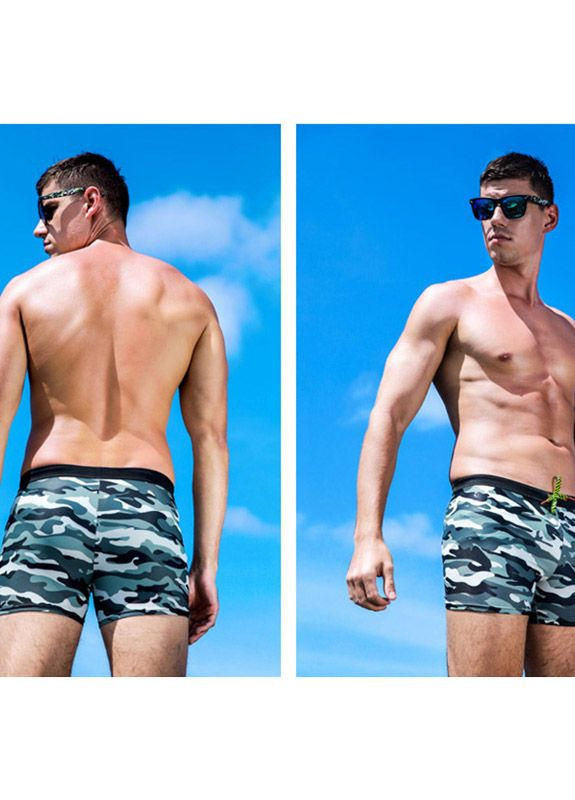 Мужские серые пляжные мужские плавки милитари Qike