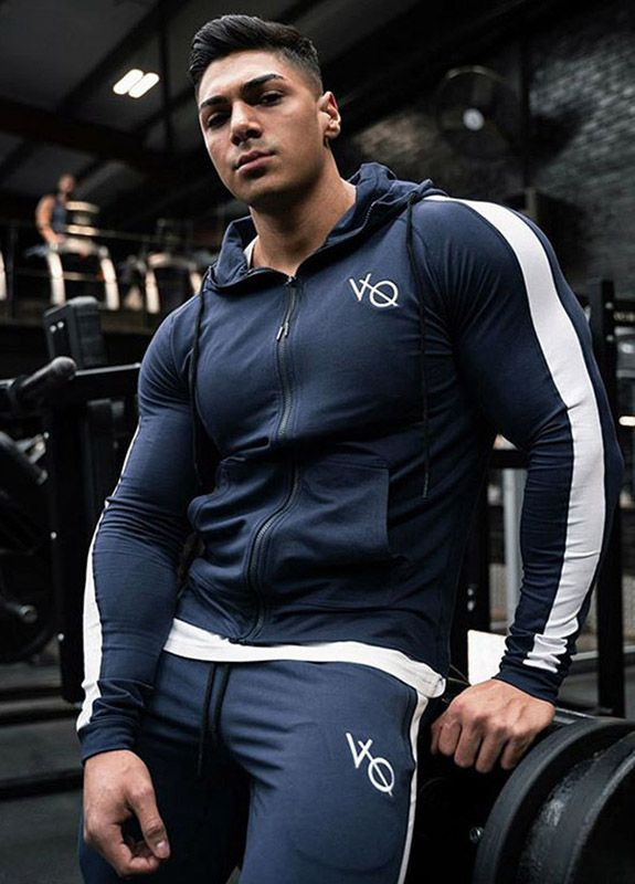 Темно-синий демисезонный фирменный спортивный костюм VQH