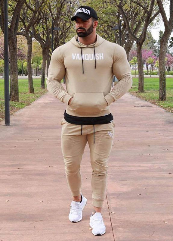 Коричневый демисезонный модный спортивный костюм VQH