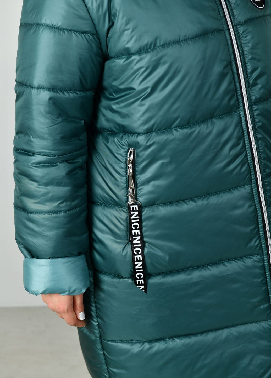 Зеленая зимняя зимняя длинная куртка No Brand