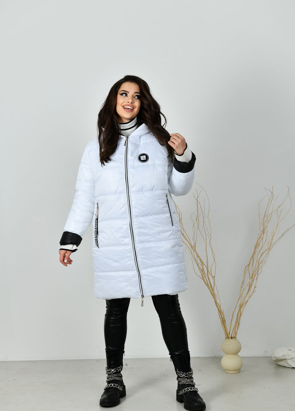 Біла зимня зимова довга куртка No Brand