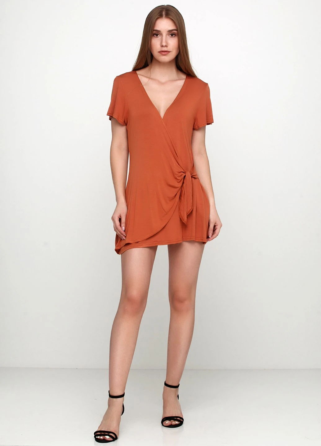 Коричневое пляжное платье Boohoo однотонное