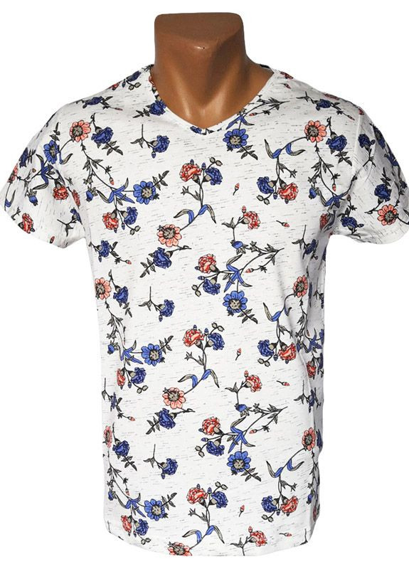 Белая мужская футболка с цветами WDR