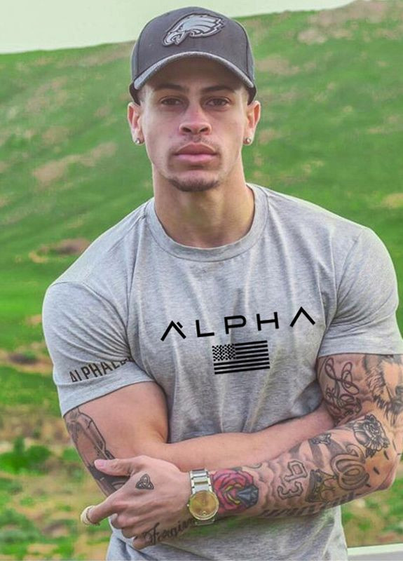 Серая американская футболка Alpha
