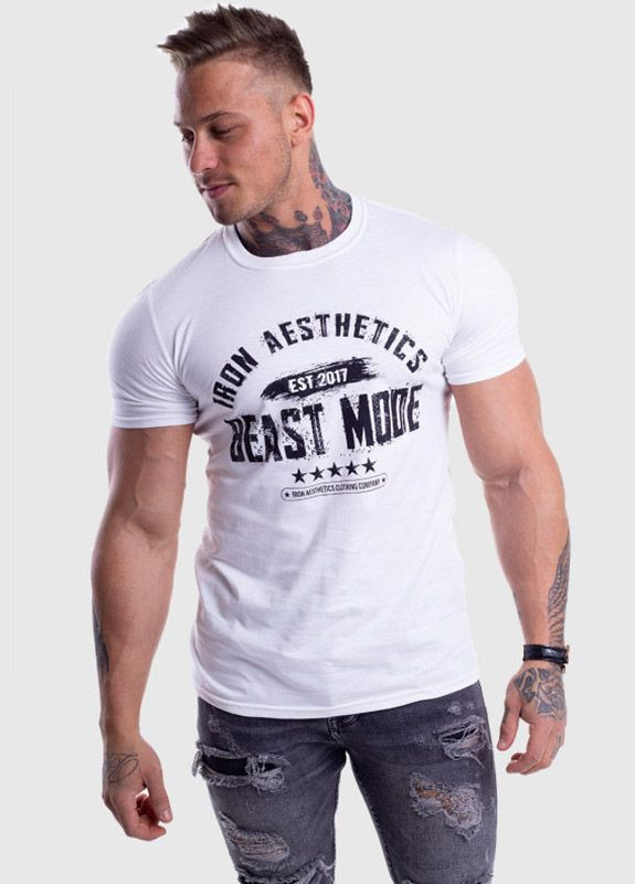 Белая черно-белая мужская футболка BUTZ