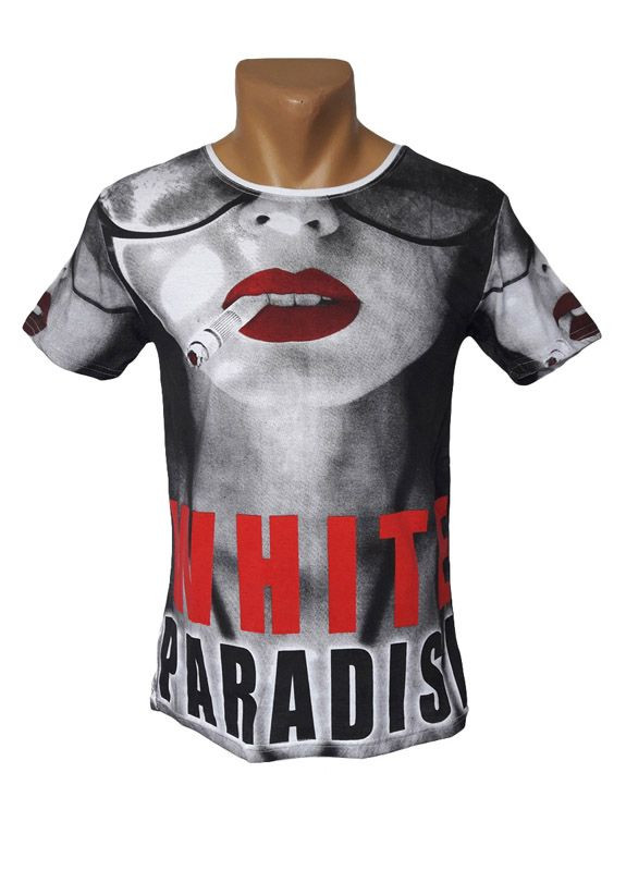 Серая оригинальная серая футболка White Paradise
