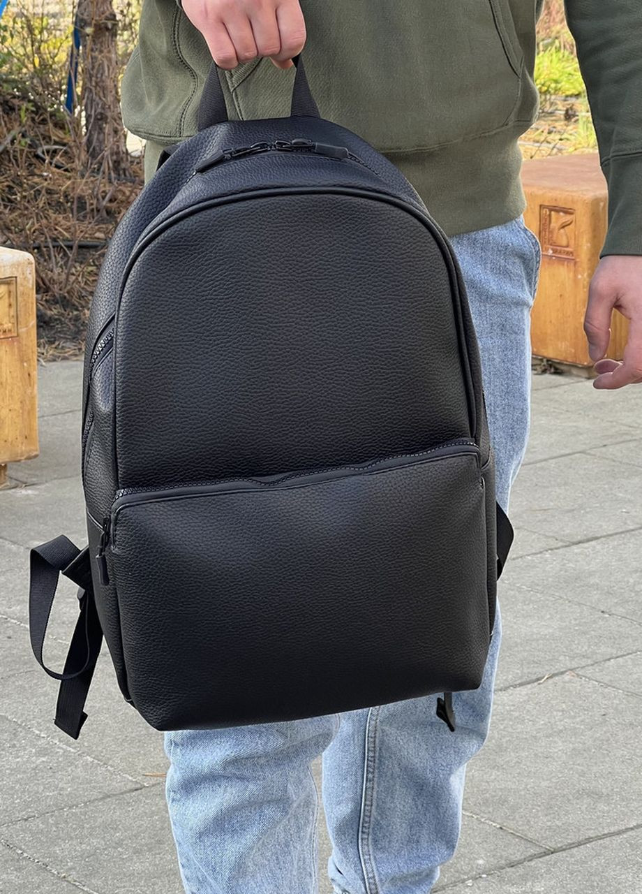 Базовий рюкзак з екошкіри чорного кольору із відділенням під ноутбук ToBeYou premium (268223993)