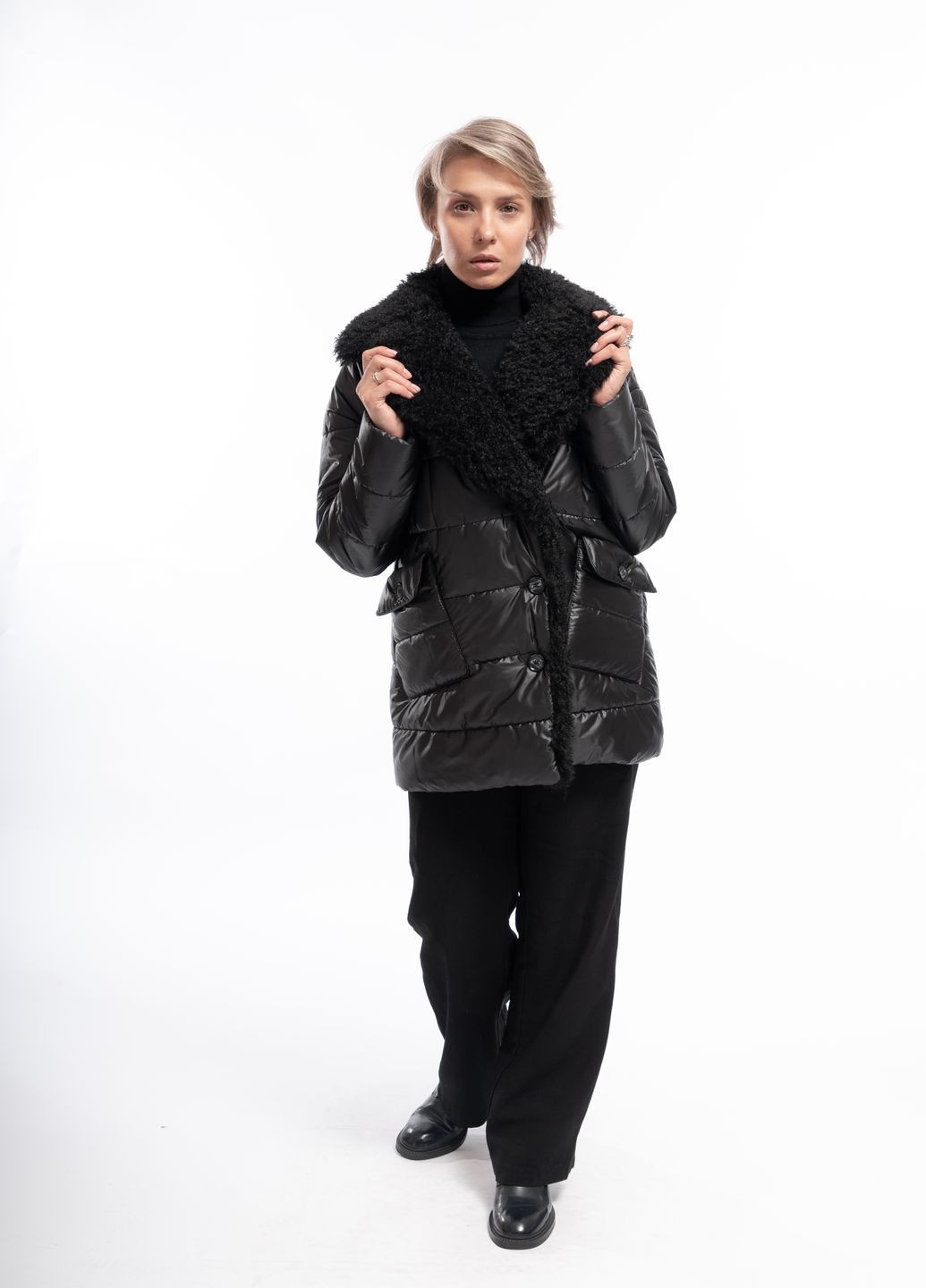 Черная зимняя куртка черный зима повседневный Alberto Bini