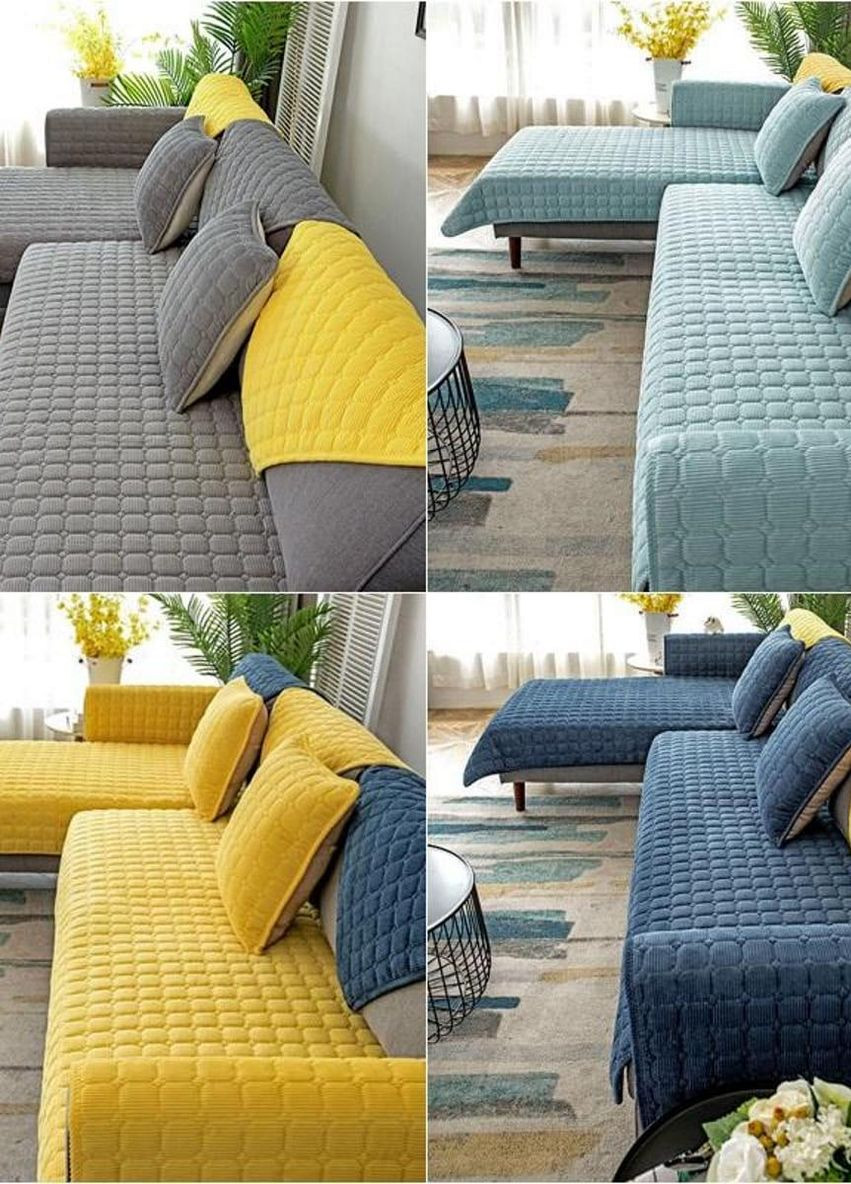 Покрывало на угловой диван 150х70 см Голубое No Brand (268224375)