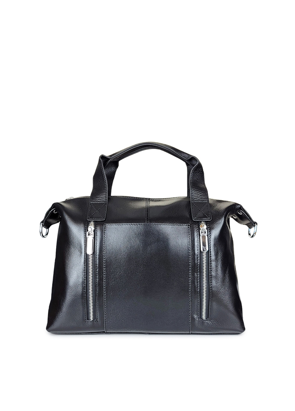 Жіноча чорна шкіряна сумочка велика, 6603 чорн, Fashion (268120704)