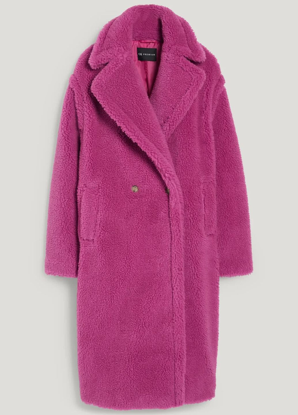 Розовое демисезонное Пальто тедди оверсайз C&A