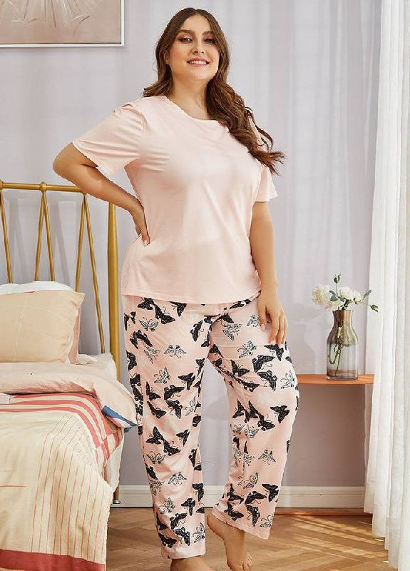 Розовая всесезон пижама футболка + брюки Liton