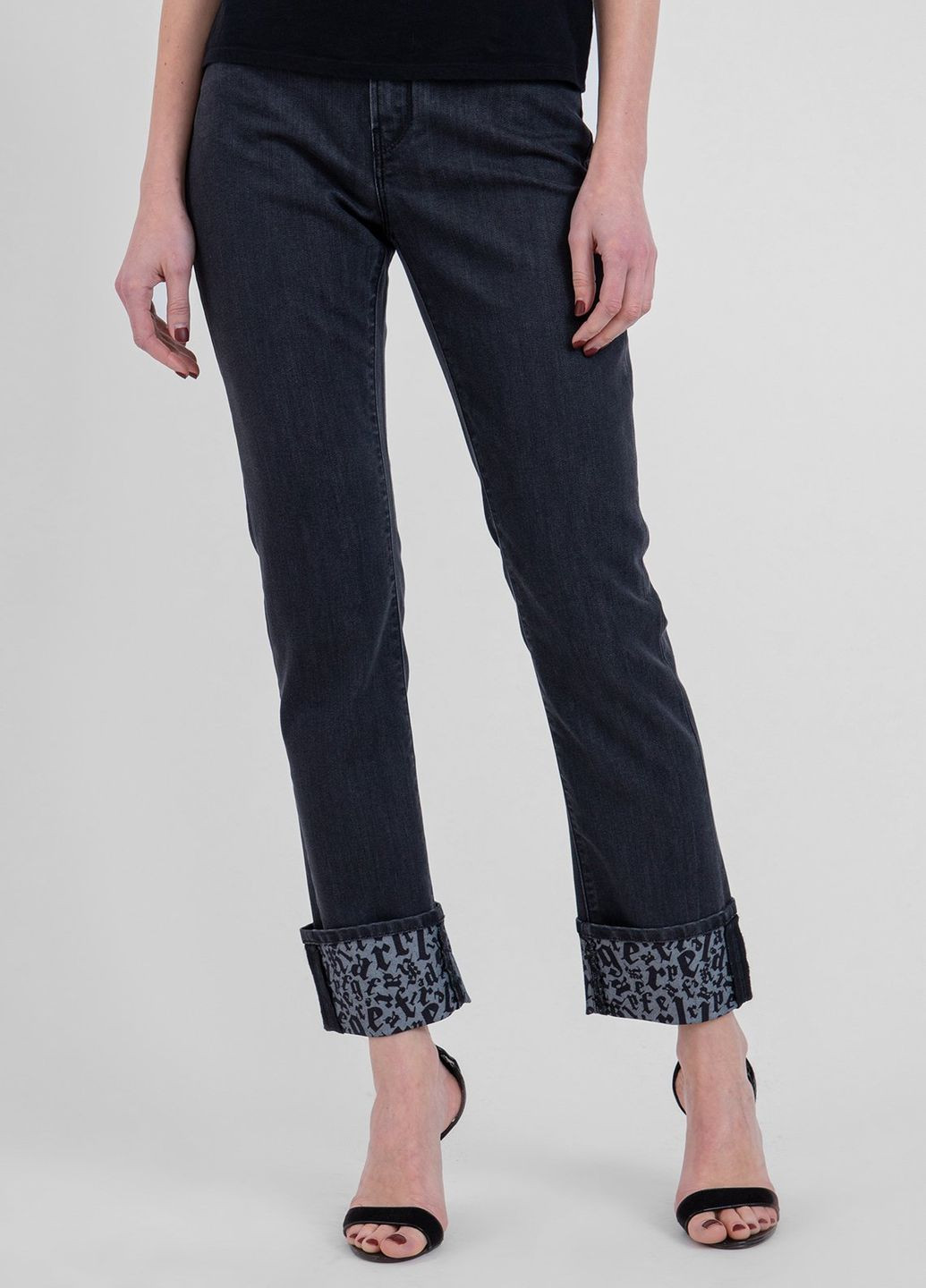 Темно-серые джинсы с отворотами Karl Lagerfeld - (268128327)