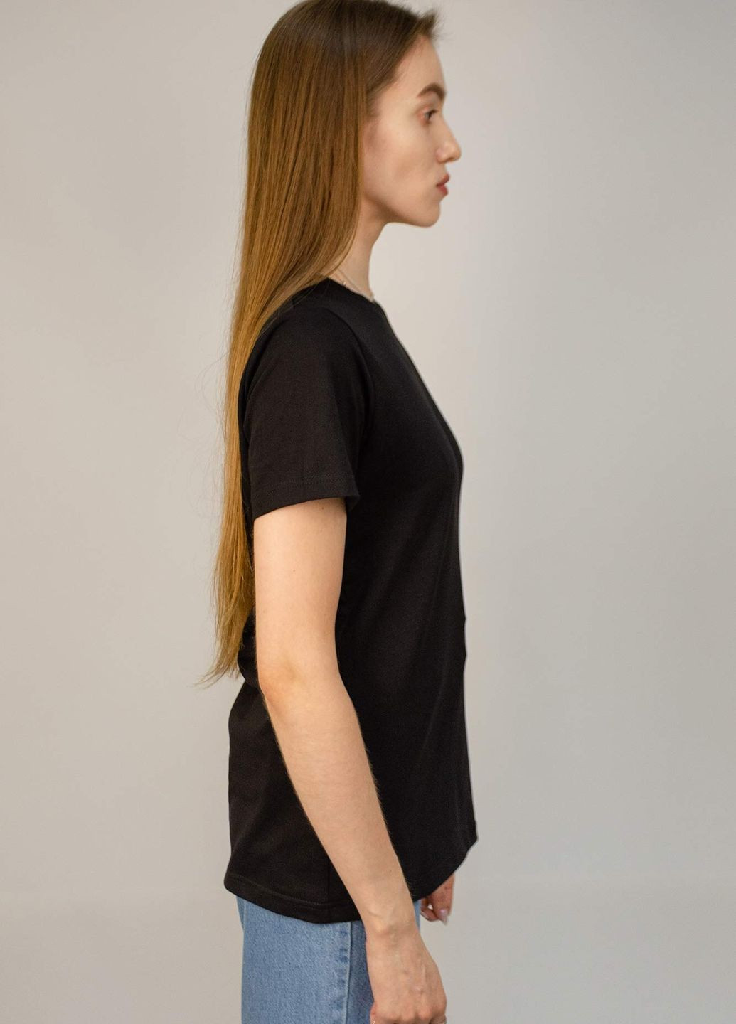 Черная летняя футболка женская base с коротким рукавом Hot