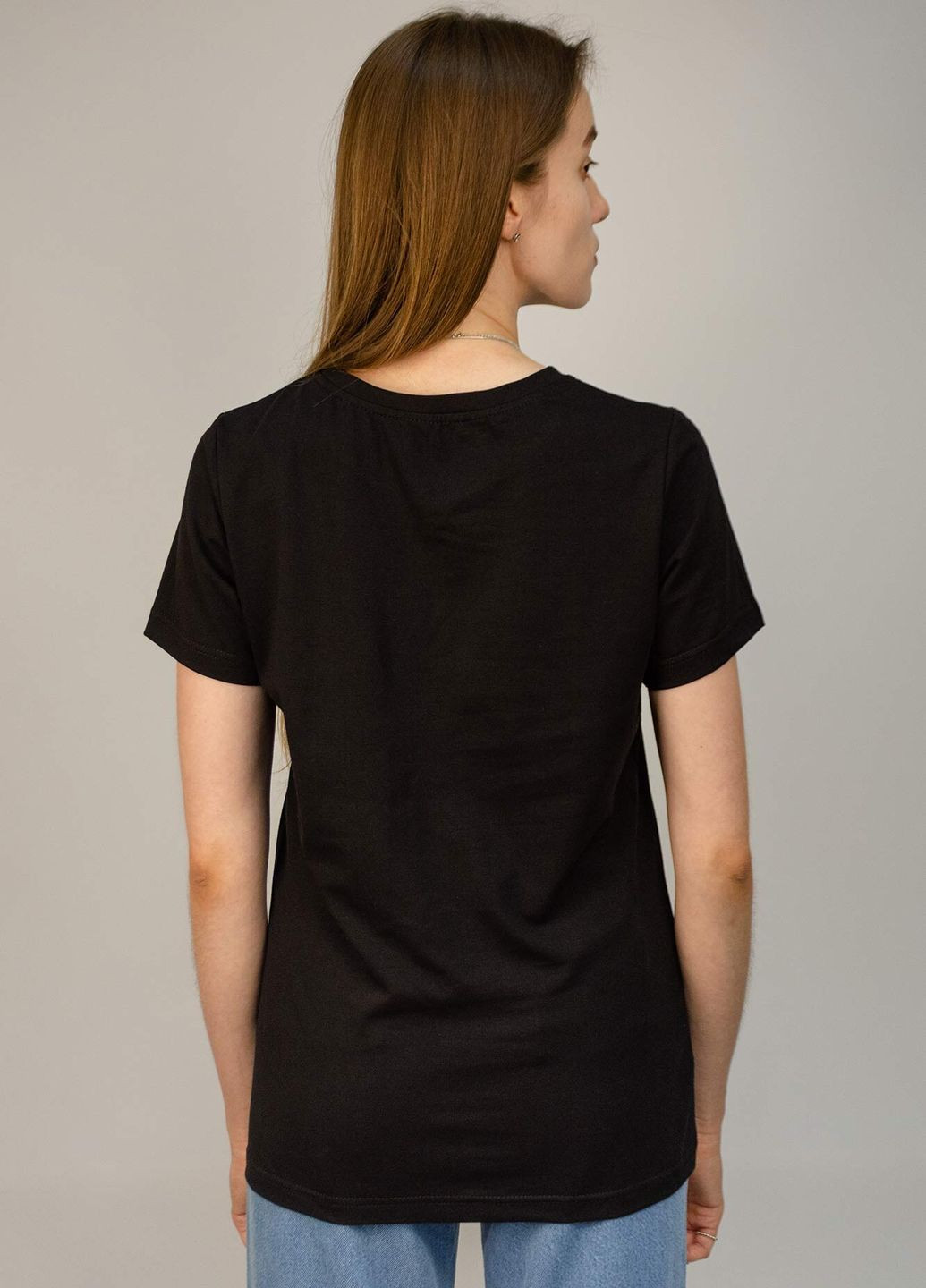 Черная летняя футболка женская base с коротким рукавом Hot