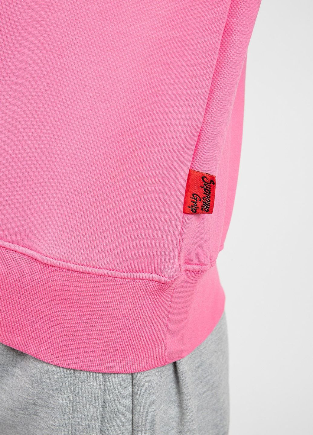 Розовый утепленный свитшот с принтом Supreme Grip - крой однотонный розовый кэжуал - (268217494)