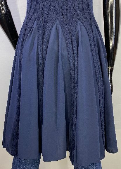 Темно-синее коктейльное платье клеш Sportmax однотонное