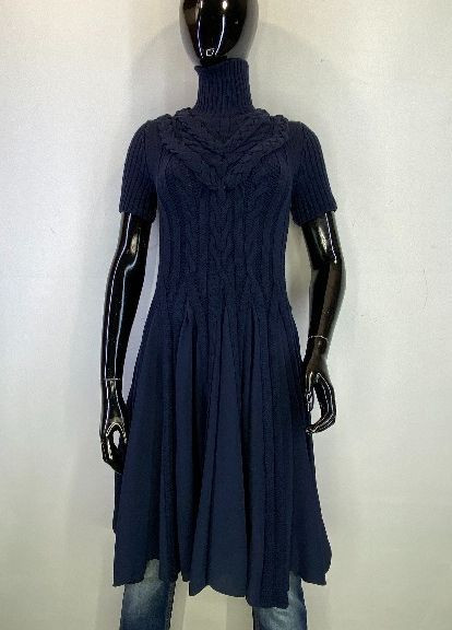 Темно-синее коктейльное платье клеш Sportmax однотонное